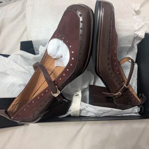 Brown Leather Heels with Classic Strap Design